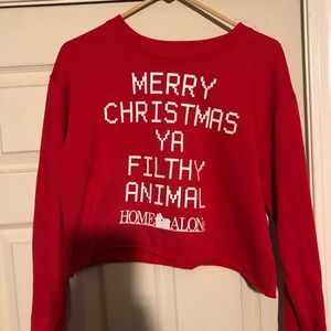 Home alone cropped Christmas sweater